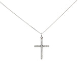 14k White Gold .52ct F VS2 Round Diamond Cross Necklace